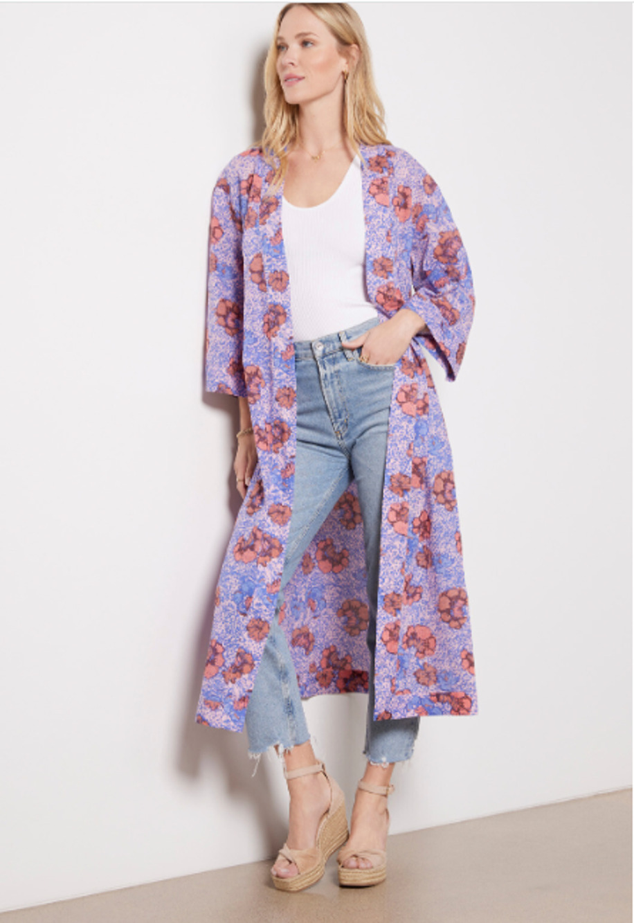 CLEOBELLA NWT Evereve Zoya Long Duster Kimono Wrap Cover Up // XS / S